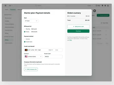 Subscription Payment UI – Clean & Minimal Checkout Design checkoutui cleanui ecommercedesign fintechui modernui paymentform productdesign saas saas design subscriptionui