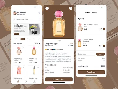 Classy Perfume UI design e commerce figma mobile app ui uiux