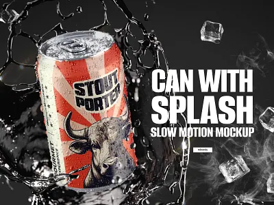 Can With Splash Slow Motion Mockup pot