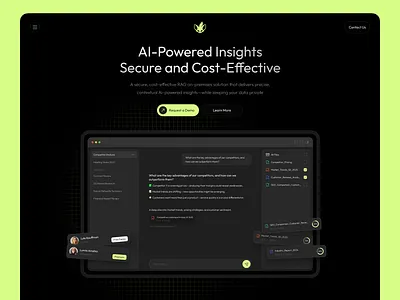 AI-Powered Insights – Secure & Cost-Effective ai aidesign darkmode datasecurity figma green landing landingpage minimal saas ui uidesign uiux ux uxdesign web webdesign