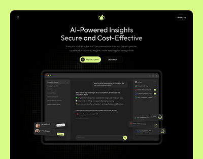 AI-Powered Insights – Secure & Cost-Effective ai aidesign darkmode datasecurity figma green landing landingpage minimal saas ui uidesign uiux ux uxdesign web webdesign