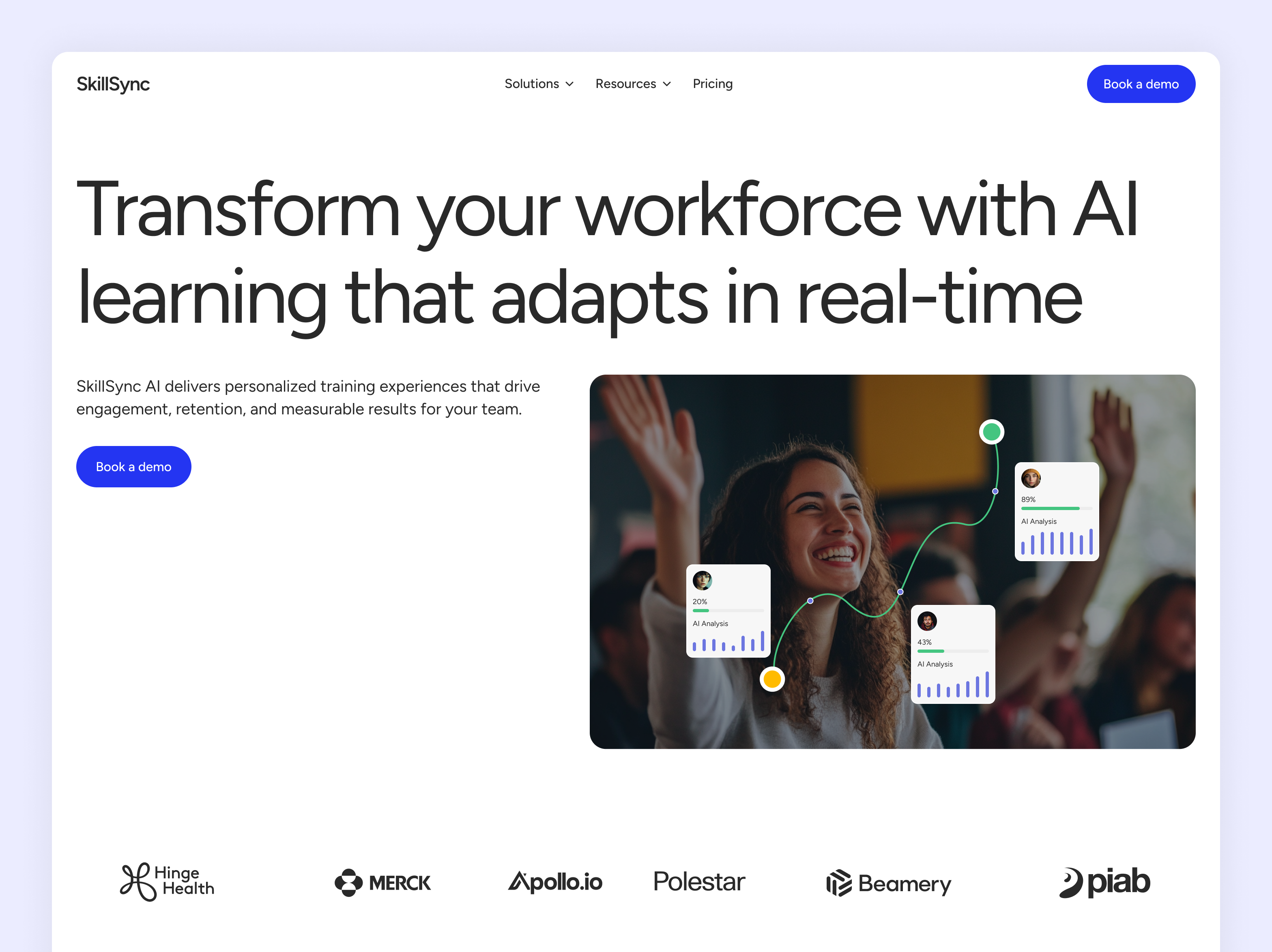 SkillSync - AI-driven adaptive corporate training platform ai ai training edtech home page landing page ui ui design ux ux design web design