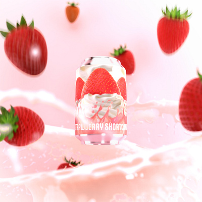 Strawberry Cider 3D Mock-up 3d 3d modeling 3d rendering branding compositions design illustration product rendering