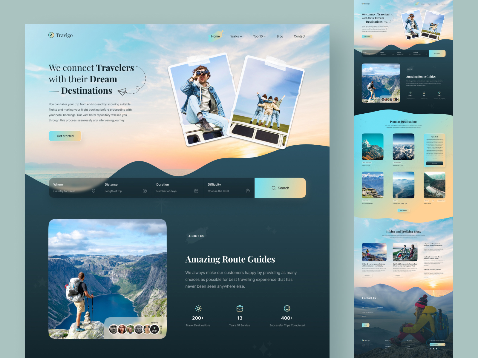 Travel and trekking website design design hiking travel trekking uidesign uxdesign website websitedesign
