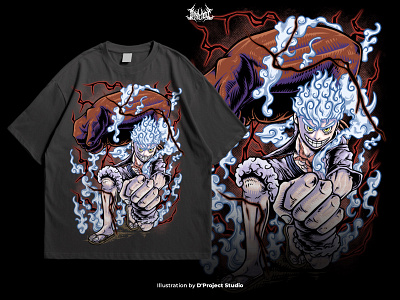 Monkey D Luffy Gear 5 Fanart Illustration anime anime fanart anime illustration anime japan clothing clothing brand dark art fanart fanart anime gear 5 illustration luffy merch merchandise monkey d luffy one piece one piece anime oversize t shirt design t shirt illustration