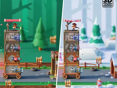 3D Tower Survivor blender cartoon colorful gameart games illustration lowpoly mobilegames