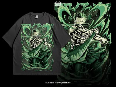 Roronoa Zoro Fanart Illustration - One Piece Anime clothing clothing brand fanart fanart anime illustration japan anime merch merchandise one piece one piece anime one piece fanart one piece t shirt roronoa zoro sword t shirt anime t shirt design t shirt illustration t shirt vintage zoro zoro fanart