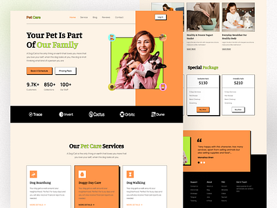 Petcare Website Homepage cat colorful web dog header homepage pet pet care pet care landing page pet health pet hospital pet web petcare petcare homepage petshop vet web web3