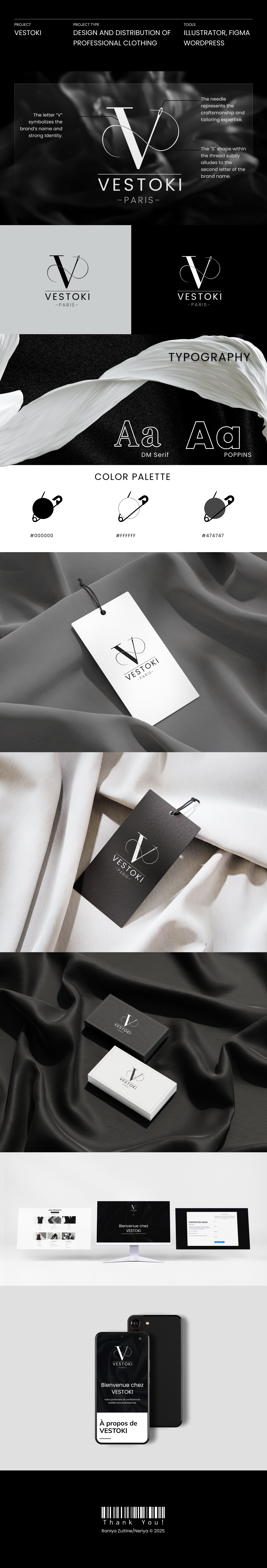 VESTOKI web design , graphic design & branding project. blackwhite branding classic design fabric figma graphic design identity illustration logo photoshop professional sewing ui ux visual web website wordpress