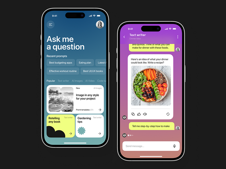 AI Chatbot Mobile App UI Design by Ronas IT | UI/UX Team on Dribbble