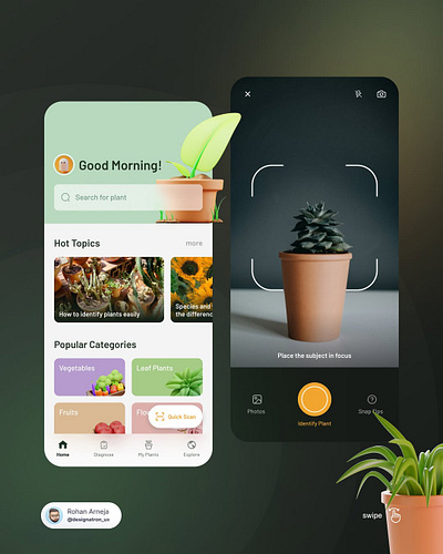 Plant Identification & Care App UI product design