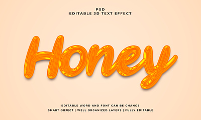 Honey 3d editable psd text effect abstract font editable text effect