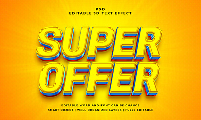 Super Offer 3d editable psd text effect abstract font editable text effect