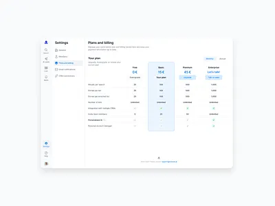 Plans & Billing 💸 b2b sales platform payment plans plans and billing pricing settings ui user experience user interface ux