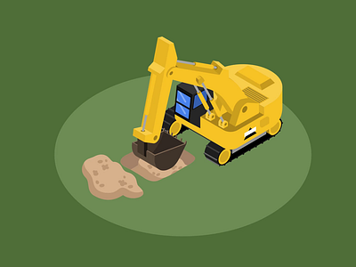 Dig dig dig construction digging machine excavator isometric loop motion graphics