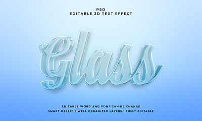 Glass 3d editable psd text effect editable text effect