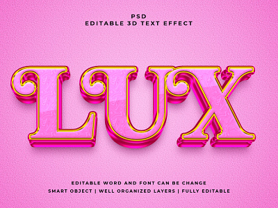 Lux 3D Editable PSD Text Effec editable text effect