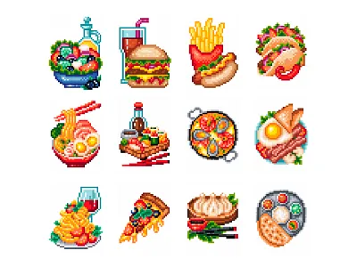 Dishes from Around the World 8 bit design digital art dishes food food illustration graphicdesign illustration illustration art national food pixel art pixel art food pixelart pixelartist pixels