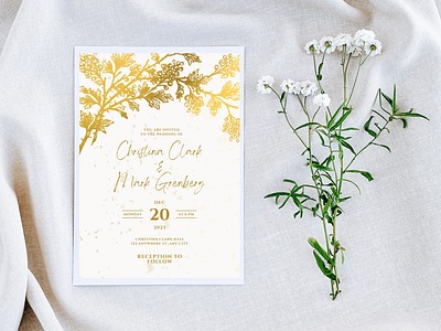 Gold Blackberry Wedding invitation design elegent gold style invitation invitations wedding invitation