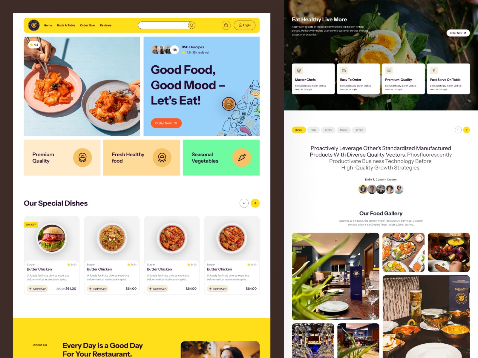 A Bite of Creativity – Fresh Food UI cleanui creativedesign dailyui designcommunity figmadesign fooddeliveryapp fooddesign foodlandingpage foodorderui foodui landingpagedesign minimaldesign modernui responsivedesign restaurantwebsite uitrends userexperience uxuidesign webdesign websiteinspiration