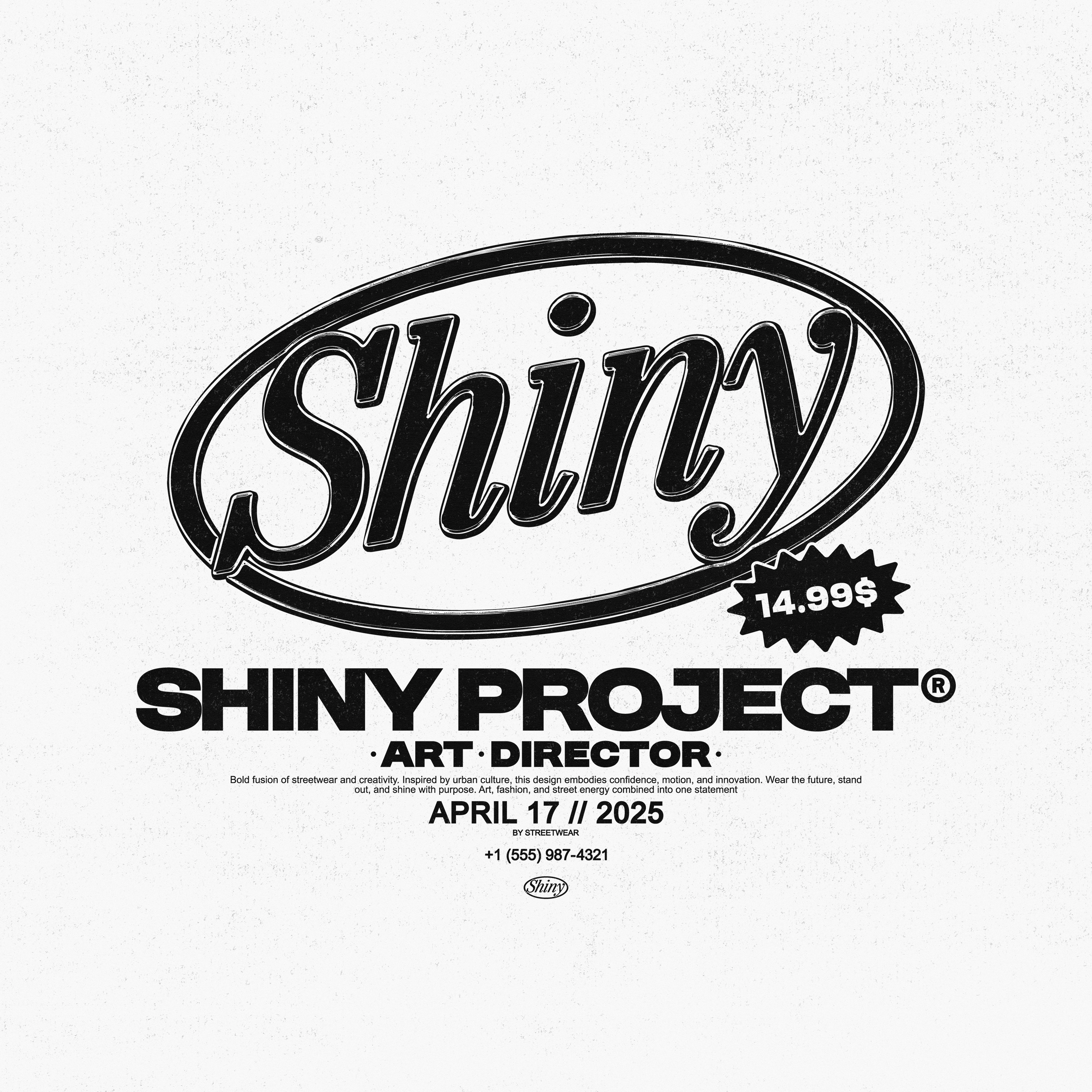 BRANDING RETRO MERCH DESIGN T-SHIRT "SHINY" branding design graphic design grunge logo print shiny streetwear t shirt