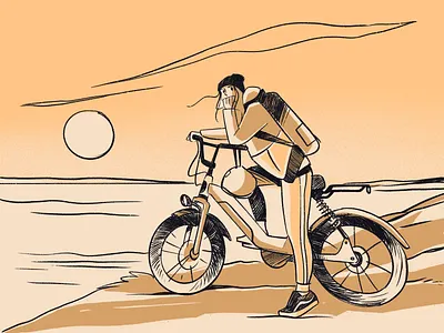 Biking to New Horizons active lifestyle bike biker brand identity branding design design studio digital art digital illustration graphic design idenity illustration illustrations illustrator line art marketing outdoors sea sports view
