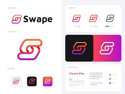 Swape logo | crypto logo branding business logo colorful logo crypto logo design gradient logo letter logo logo logo design logo designer logo trends logofolio logos mark minimalist logo modern modern logo s logo swape tech logo technology logo