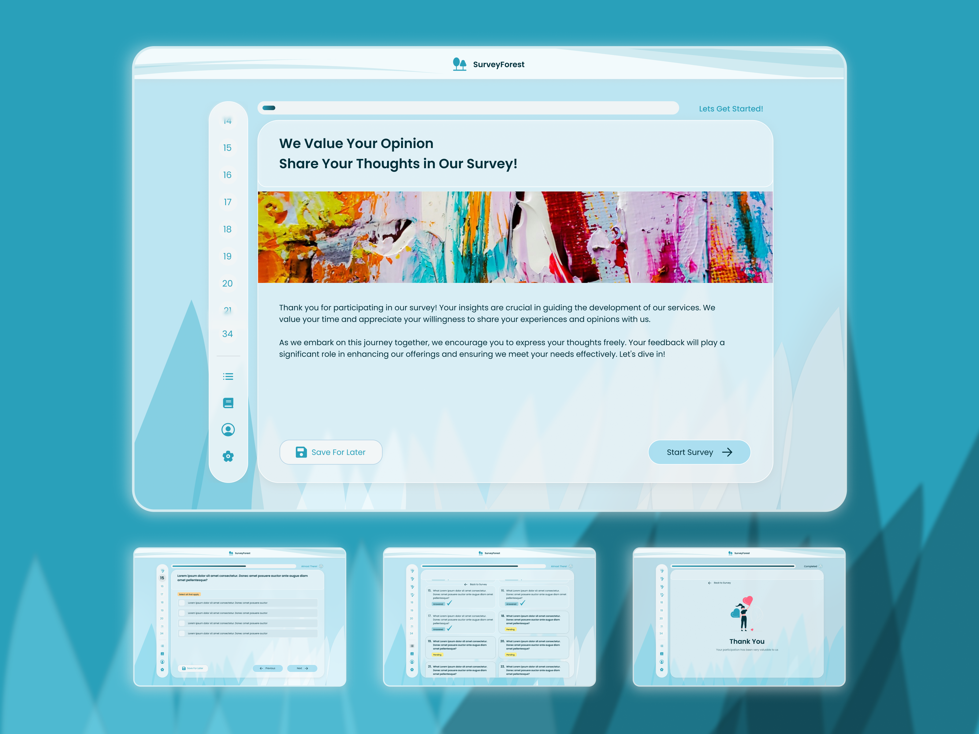 Survey Forest – A Fun & Modern Take on Online Survey Creation branding ice ui illustration illustrations minimal ui modern ui snow ui survey ui user experience web application
