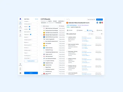 Company Detail View: Locations 📍 company detail view filter locations sidebar table ui user experience user interface ux