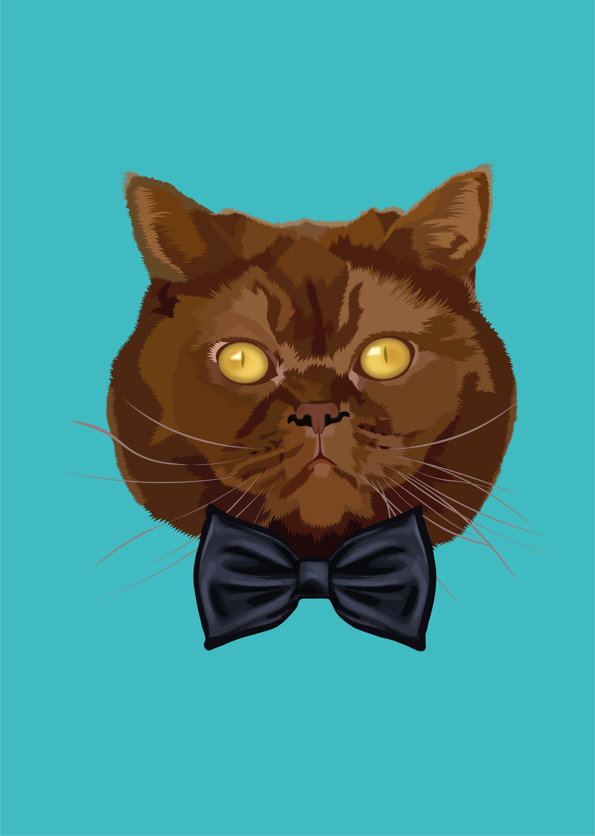Chocolate cat art cat catart digitalart graphic design illustration portrait vector