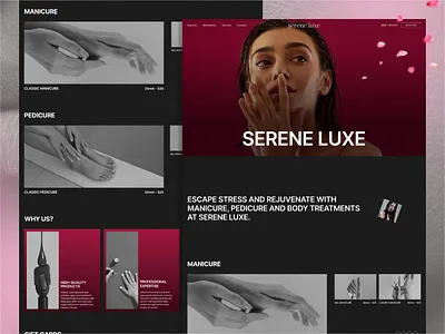 Services of Serene Luxe about us branding graphic design manicure massage nails pedicure ui why us
