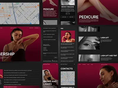 Layout of Serene Luxe branding contact us faqs graphic design ui