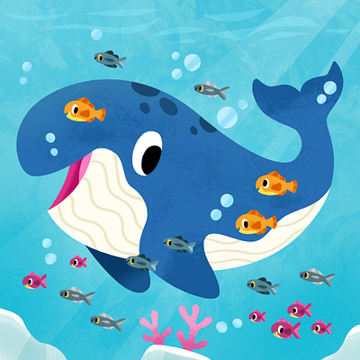 Under the sea art cute fish illustration illustrator ocean sea toddler vibrant water whale