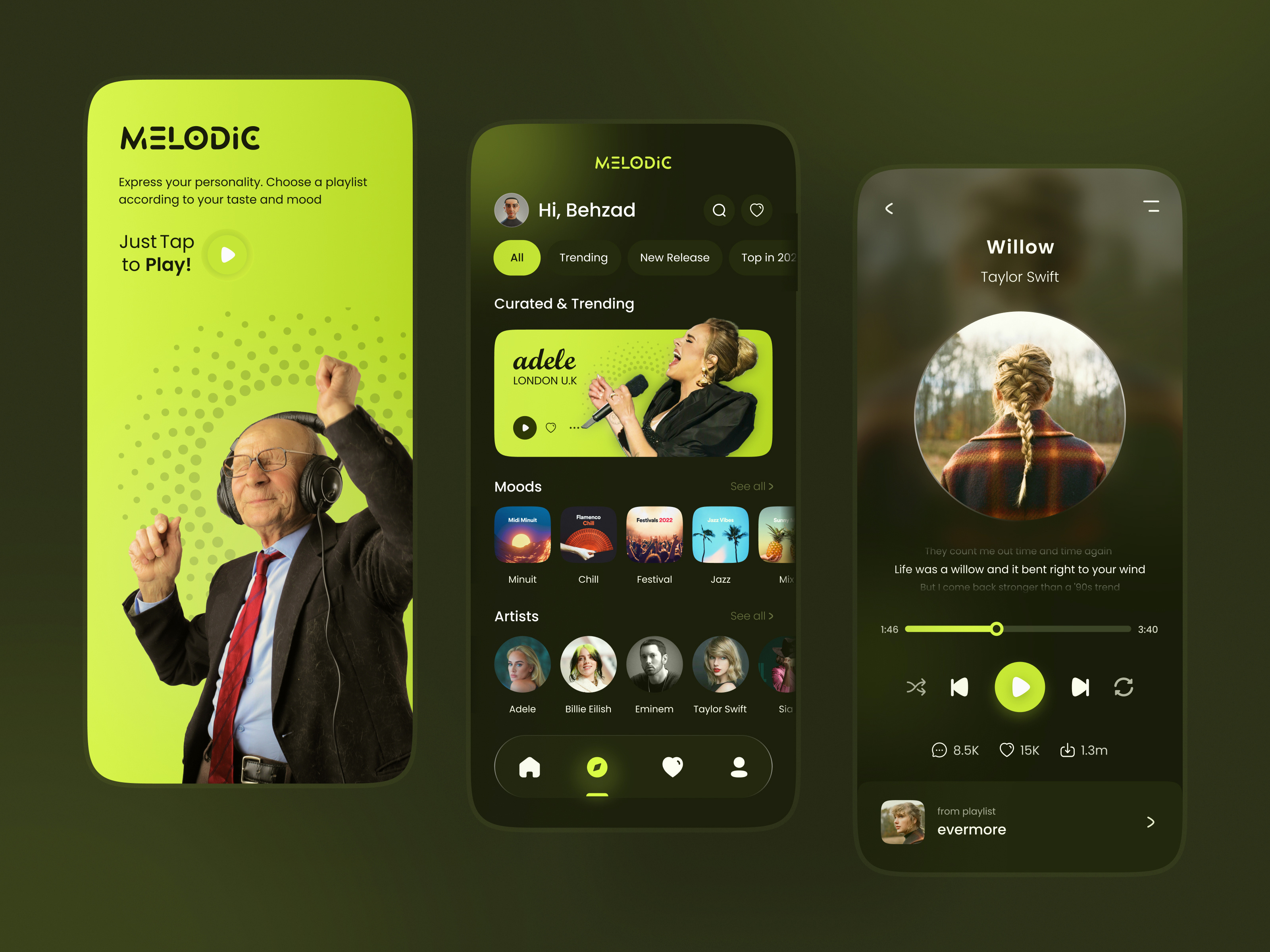Music Player App app application clean concept dark design mobile music music player player playlist podcasts sound spotify trend ui uiux user friendly ux