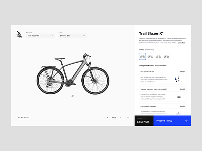 3D Modal Product Detail Page - Electric Bike 3d configurator 3d modal bike customize color e commerce product detail page electric bike product detail page product detail ui