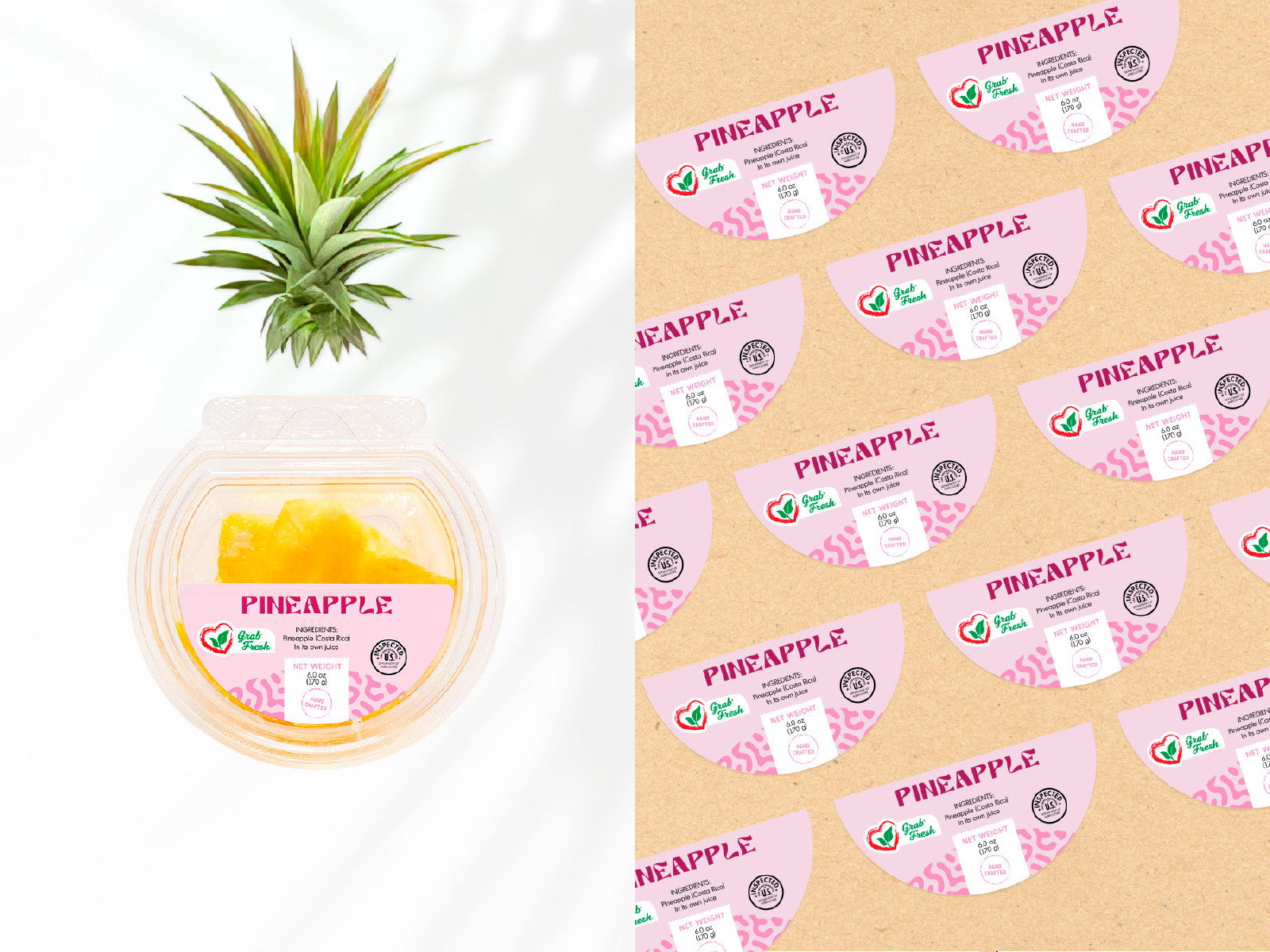 Pineapple Label Design branding cardboard design food graphic design half square label natural organic pattern pineapple print sticker