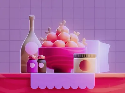 Minimalist 3D Food Art 3d design 3d food art 3d illustration 3d kitchen 3d kitchen objects 3d kitchen scene abstract culinaary creative food design geometric design kitcchen aesthetic minimalist 3d modern 3d still life pastel colors playful 3d soft lighting still life surreal fruit bowl vibrant design vibrant still life