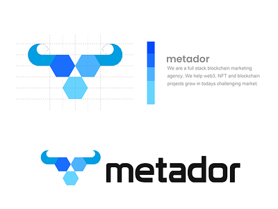 metador blockchain branding bull crypto financial logo meta nft web3