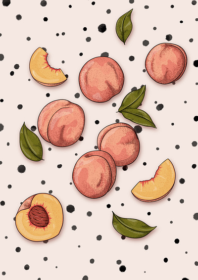 Dalmatian peach illustration print