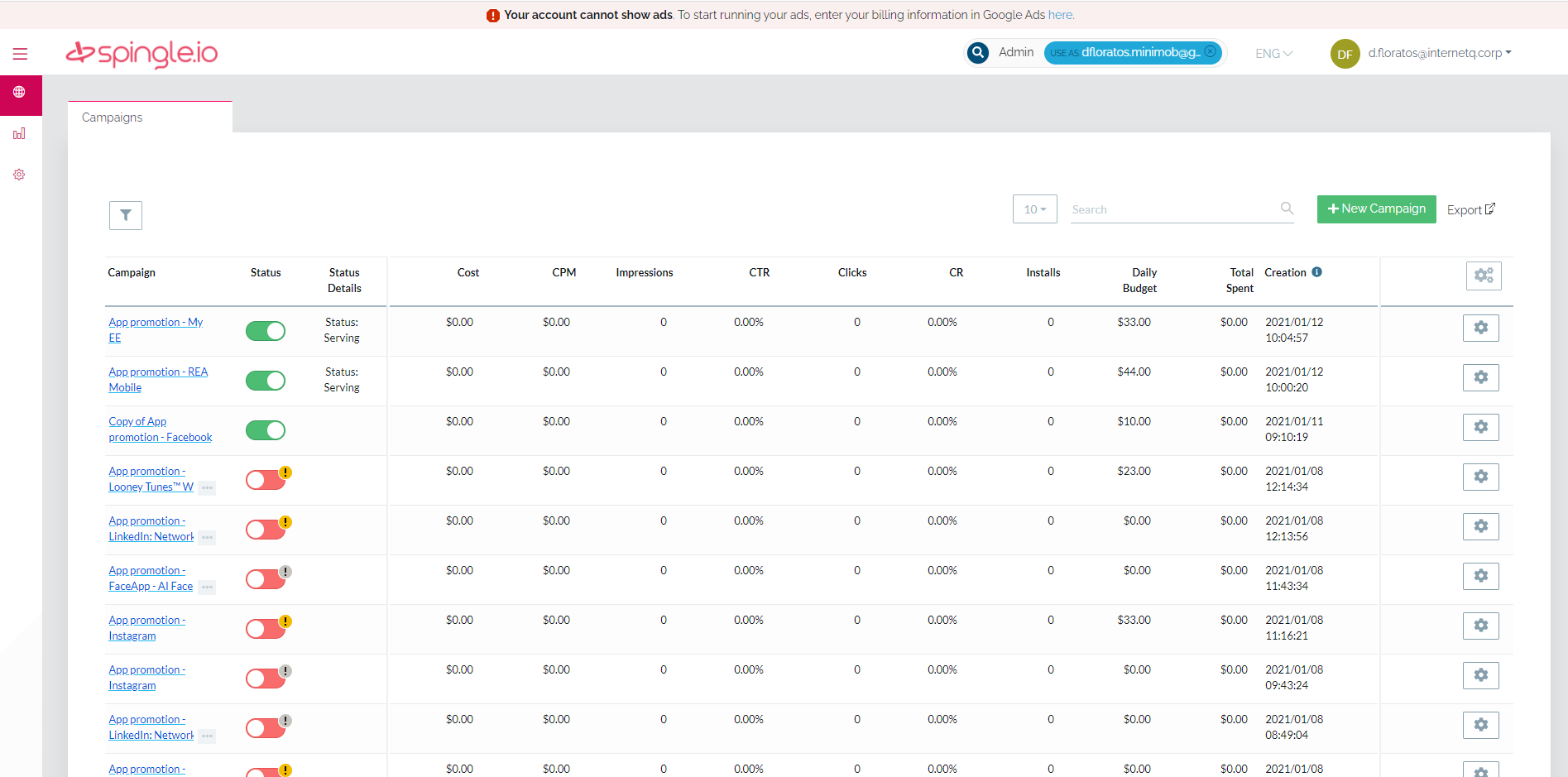 SaaS-main screen admin panel analytics dashboard dsp error messages platform product saas ui vibrant warnings