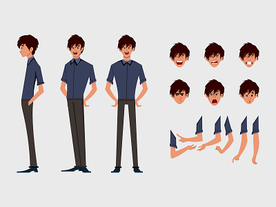 Young boy character turnaround with expressios... animation boy character character design characteranimation expression illustration pose turnaround