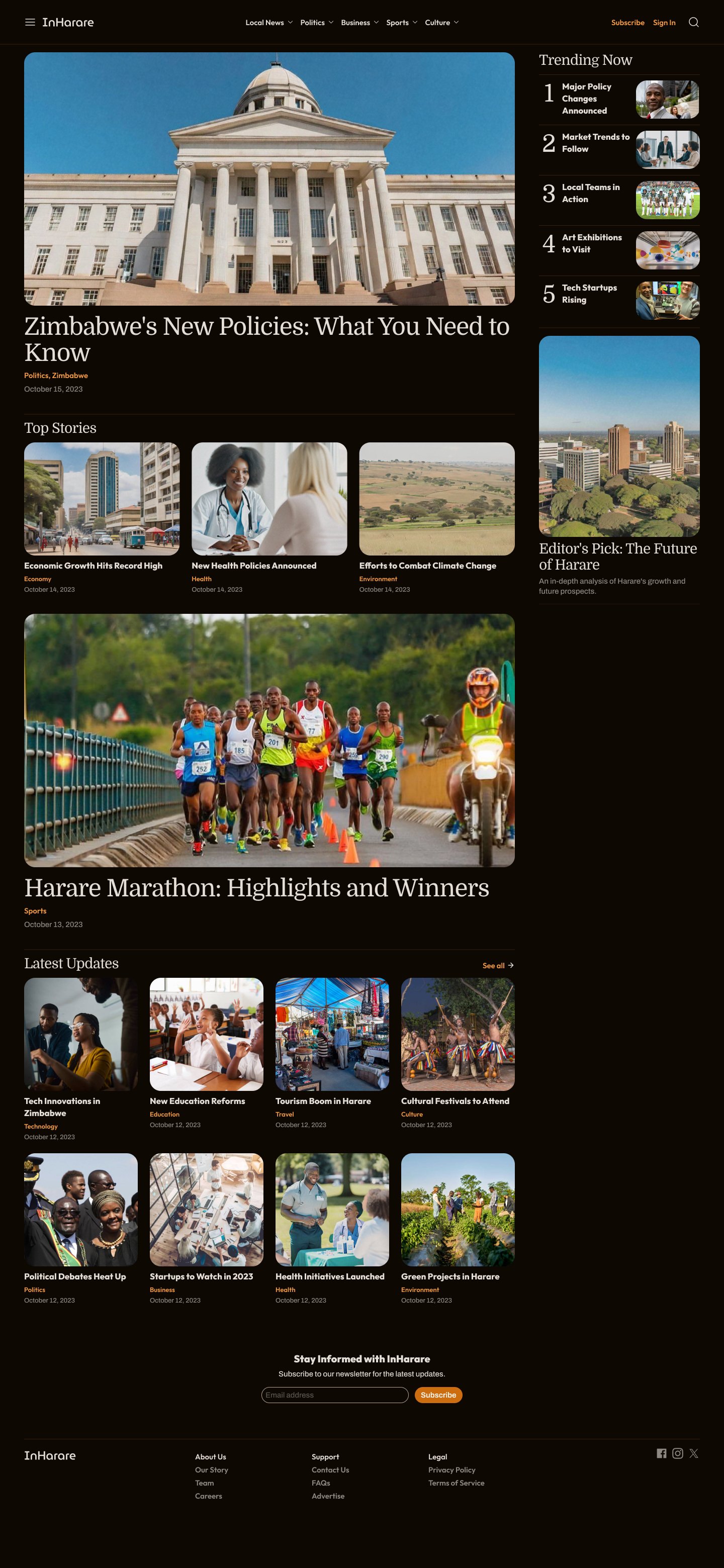 Example of Blog UI Landing page