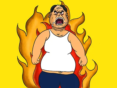 Fat Angry Man Illustration 2d artwork 2d illustration angry man cartoon character character illustration children book illustration comic art comic illustration digital art drawing fire illustration fun illustration illustration procreate procreate artwork
