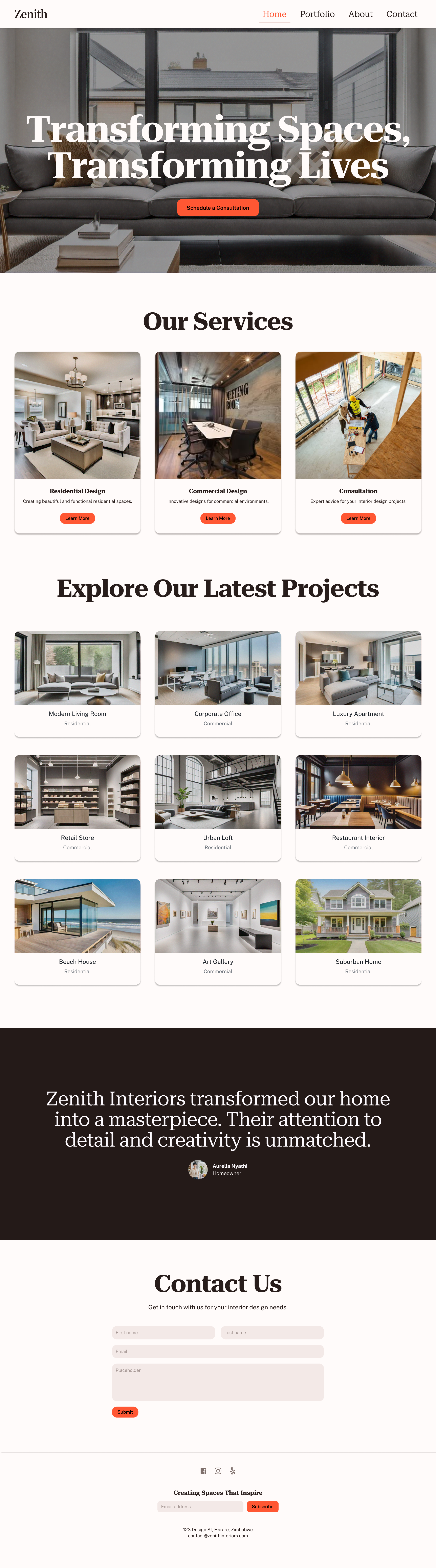 Interior design UI landing page branding daily ui homepage interactive design landing page ui ux uxui web design