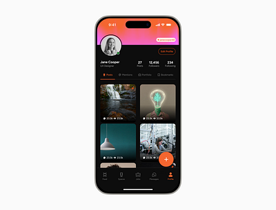 Createhive - Profile Screen UI (Dark Theme) design profile ui user interface design