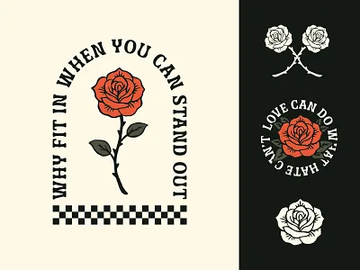 Rose Design badge branding floral graphic design illustration logo modern rose