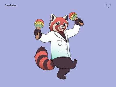 Fun doctor 2d animal dancing doctor flat gradient illustration medical playing red panda