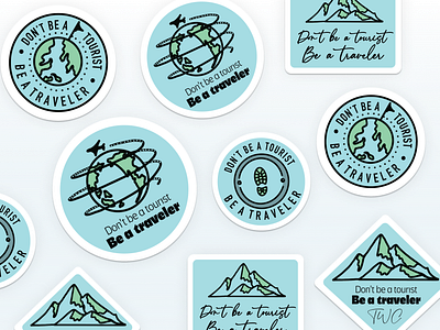 TWC Stickers blue illustrator ipad procreate shadow sticker stickers teal travel world