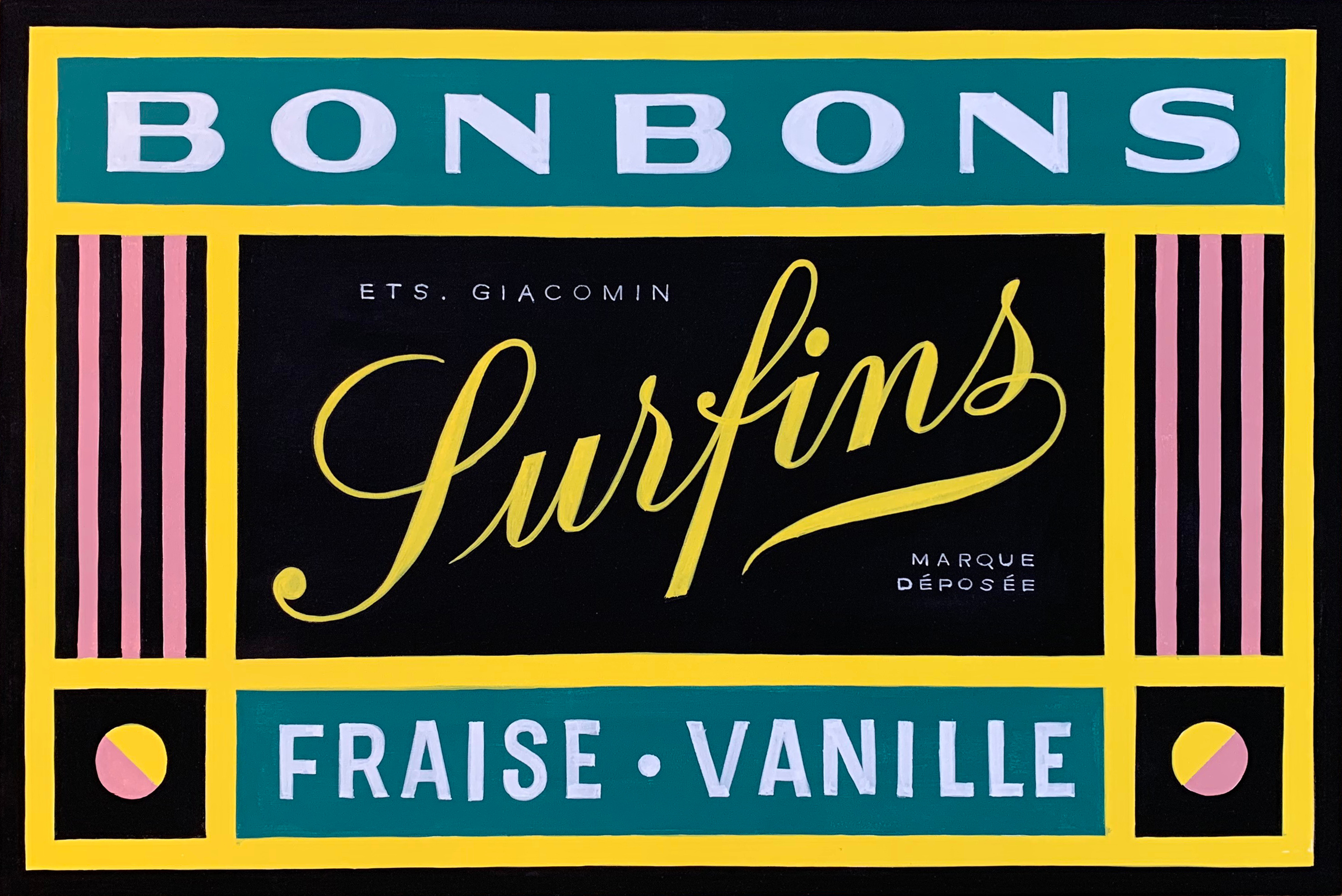 Bonbons Surfins - Hand painted Packaging bonbons candy food lettering logo packaging signpainting