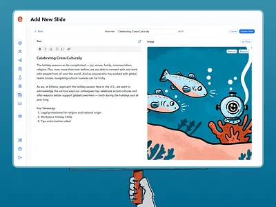 Creating content in Ethena content creation ui ux wysiwyg